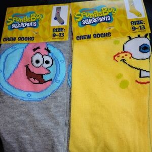 SpongeBob SquarePants Crew Socks - Yellow and Gray with Characters